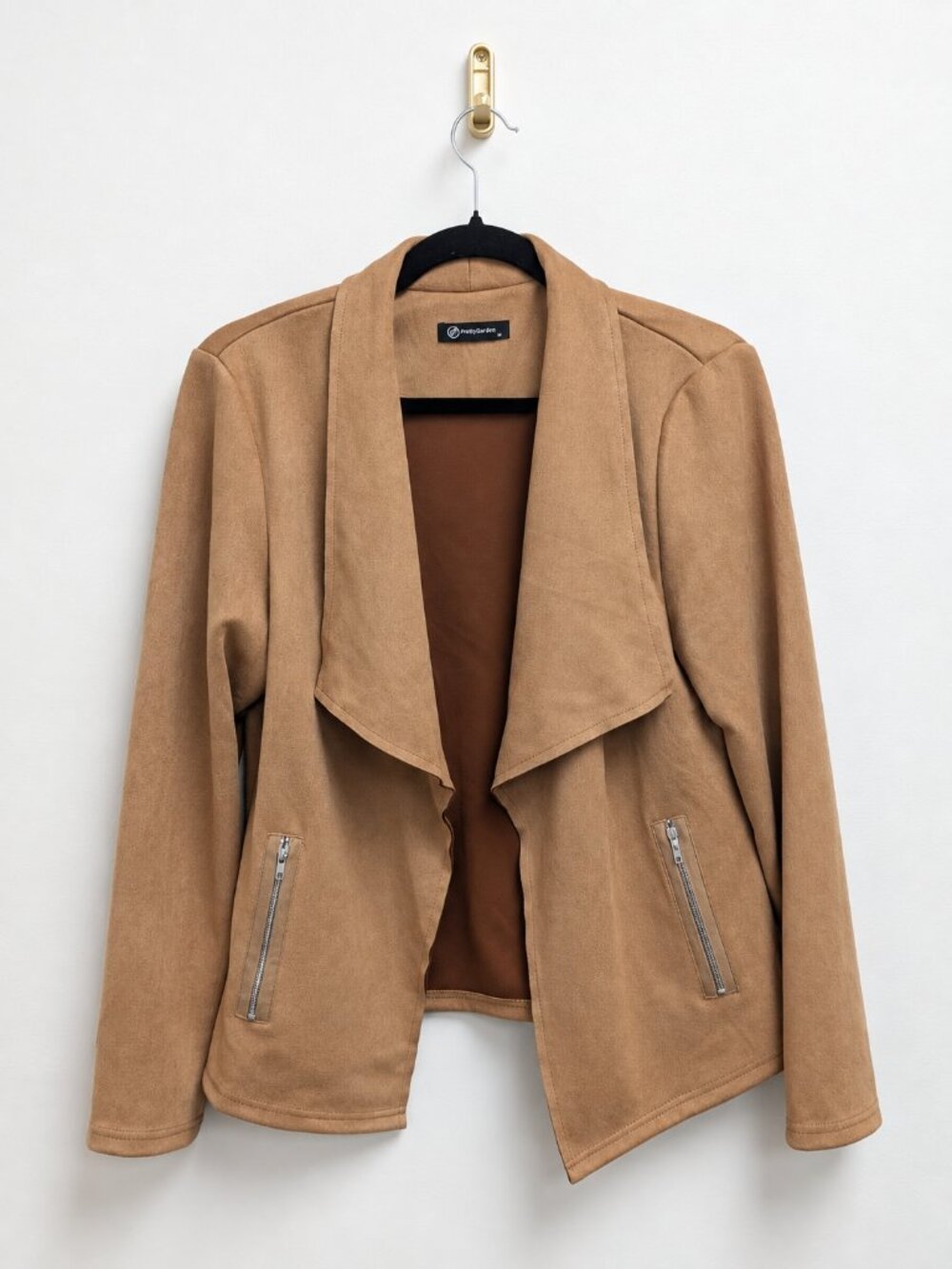 PrettyGarden Faux Suede Lapel Jacket